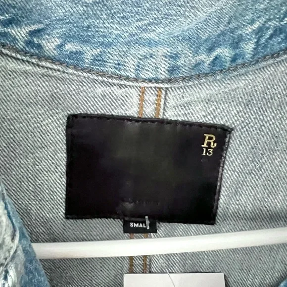 R13 Denim Jackie Trucker 1/2 Sleeve Jacket Sz S - Picture 8 of 10